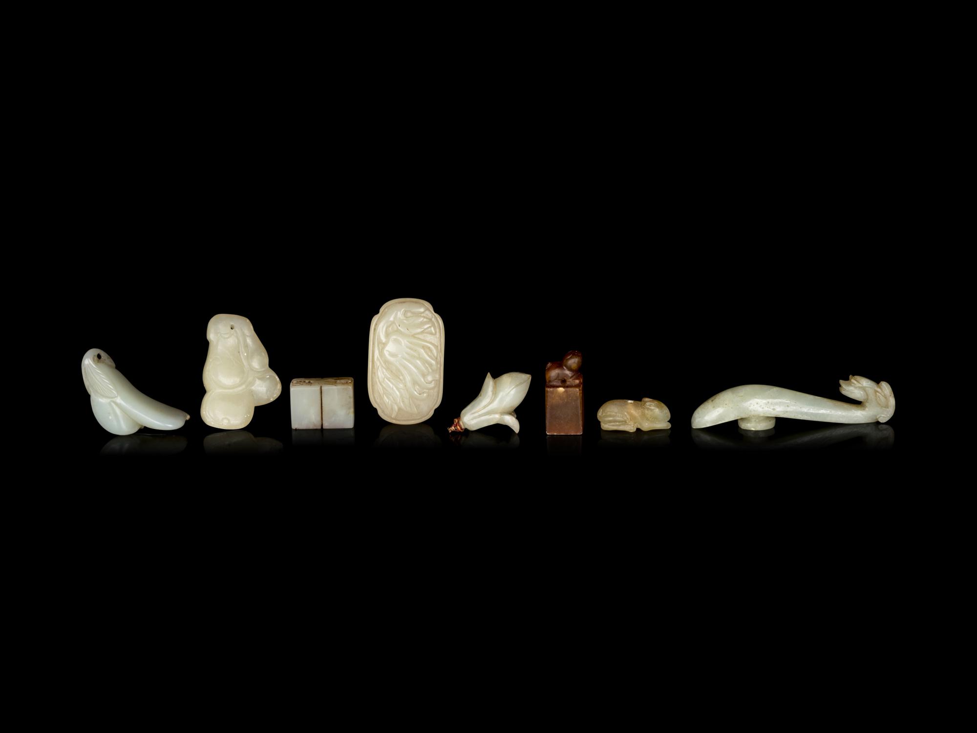 Eight Chinese Jade and Hardstone Carvings