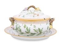 A Royal Copenhagen Flora Danica Porcelain Covered Tureen and Platter