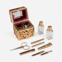 A George III gold-mounted hardstone necessaire and perfume circa 1770