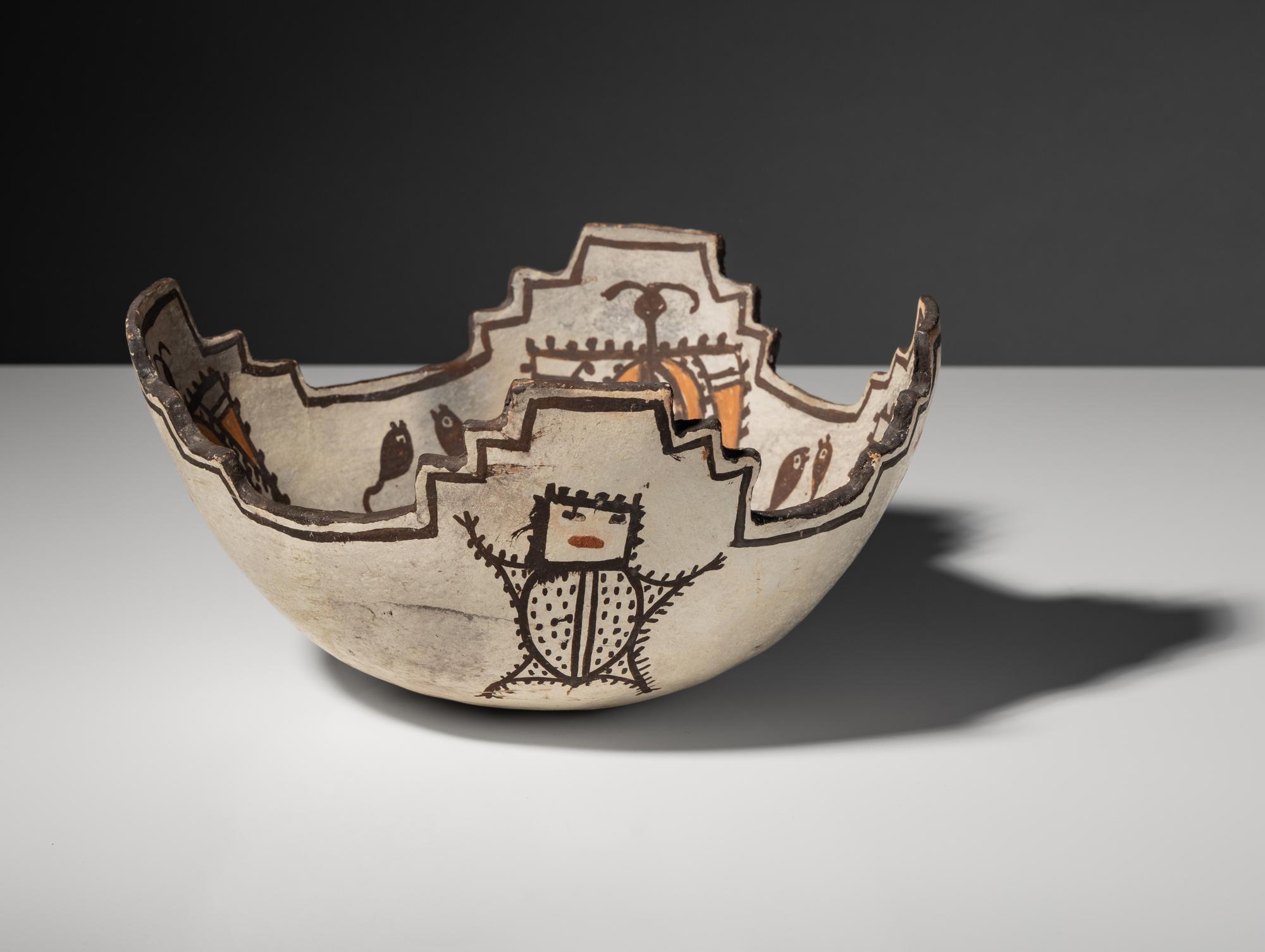 Zuni Terraced Bowl, with Butterflies, Dragonflies, Toads, and Tadpoles