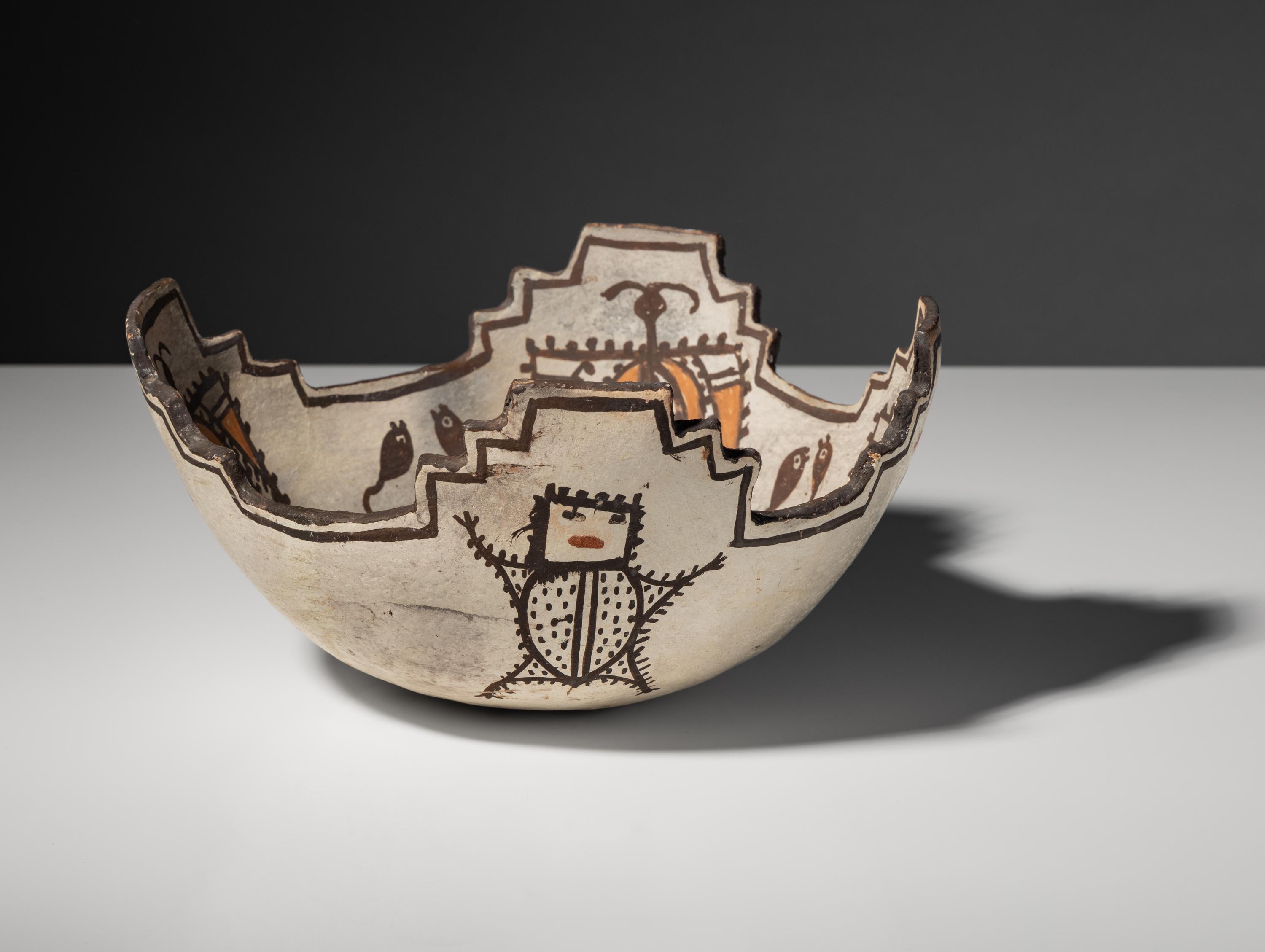 Zuni Terraced Bowl, with Butterflies, Dragonflies, Toads, and Tadpoles