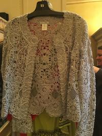 Oscar de la Renta Silver Crochet Jacket, 2000s Size label: Small