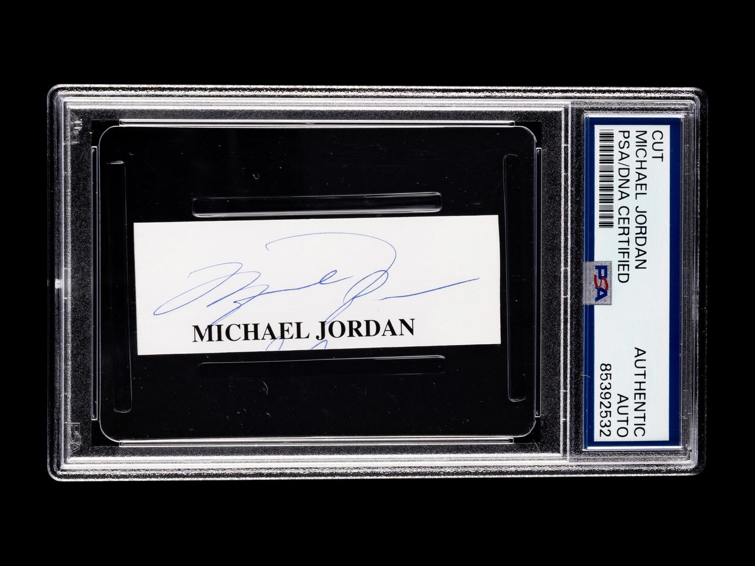 A Michael Jordan Signed Autograph Cut (PSA Encapsualted)