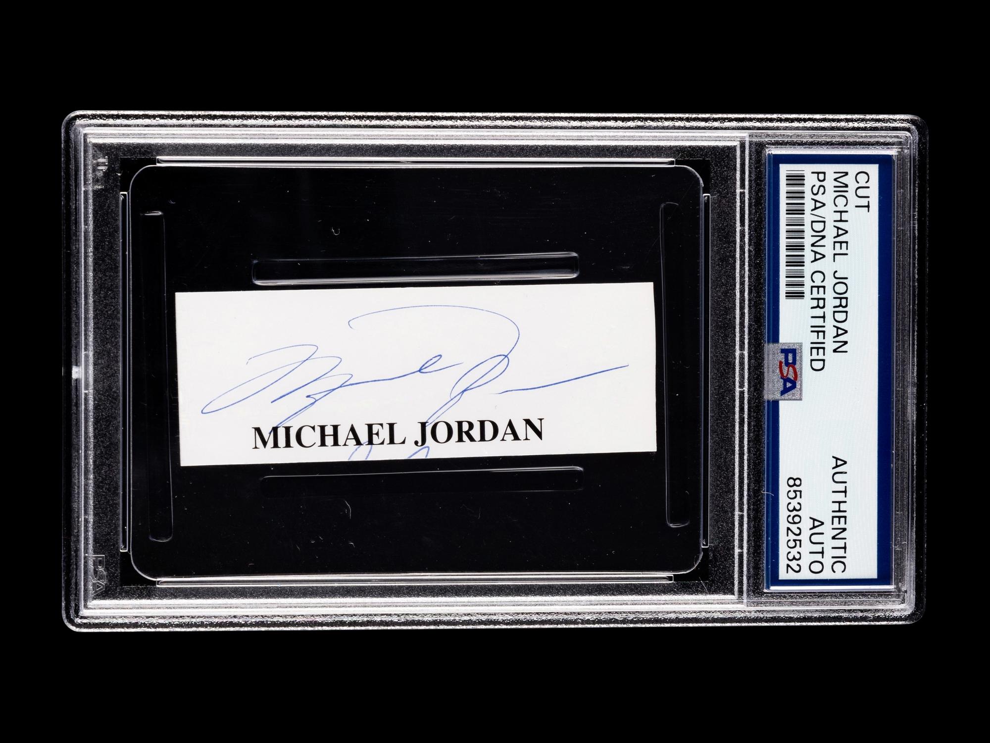 A Michael Jordan Signed Autograph Cut (PSA Encapsualted)