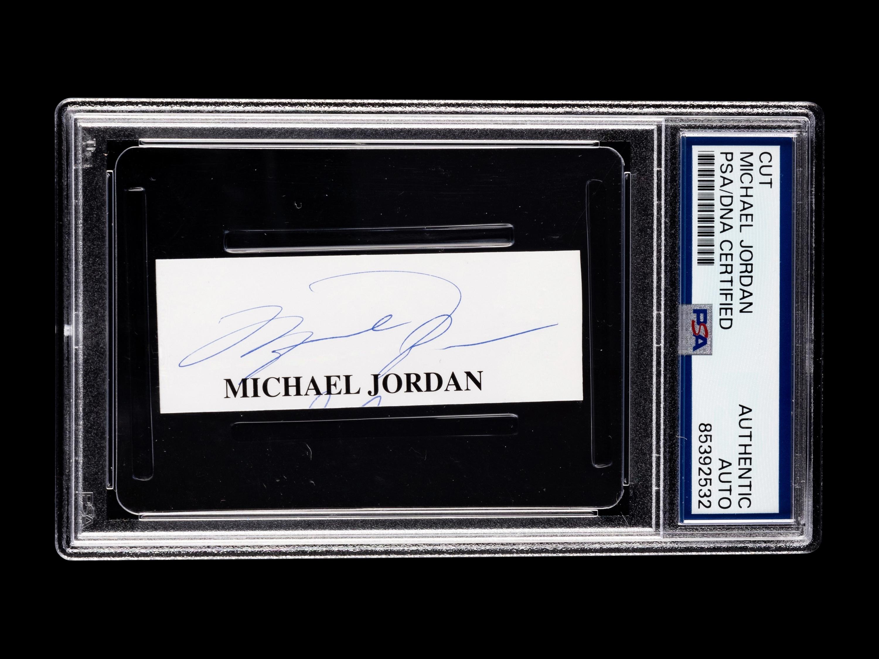 A Michael Jordan Signed Autograph Cut (PSA Encapsualted)