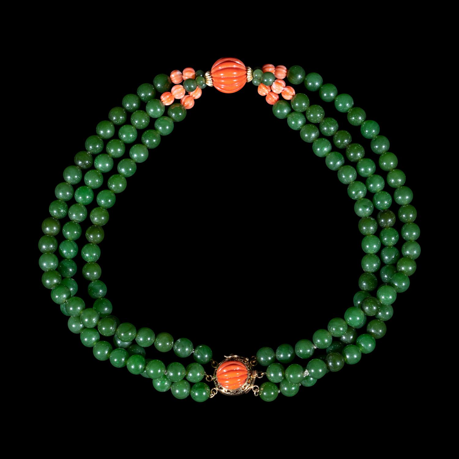 Two Chinese Jade and Jadeite Jewelry