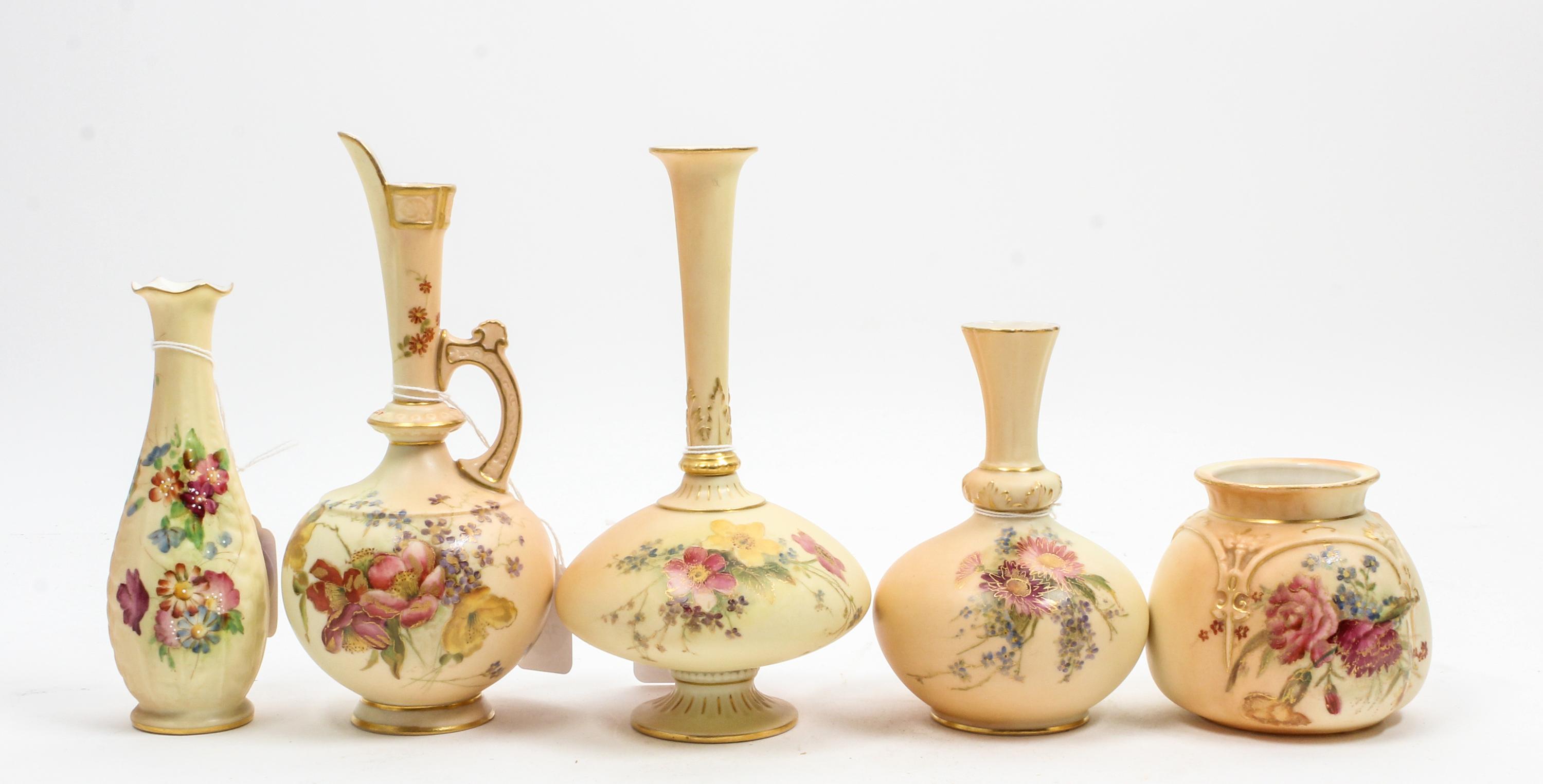 Five Worcester Porcelain Articles Height of tallest 7 3/4 inches. — 1893, 1904, 1910, 1902, AND 1910