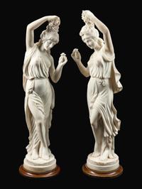 A Pair of Italian Marble Figures of Maidens