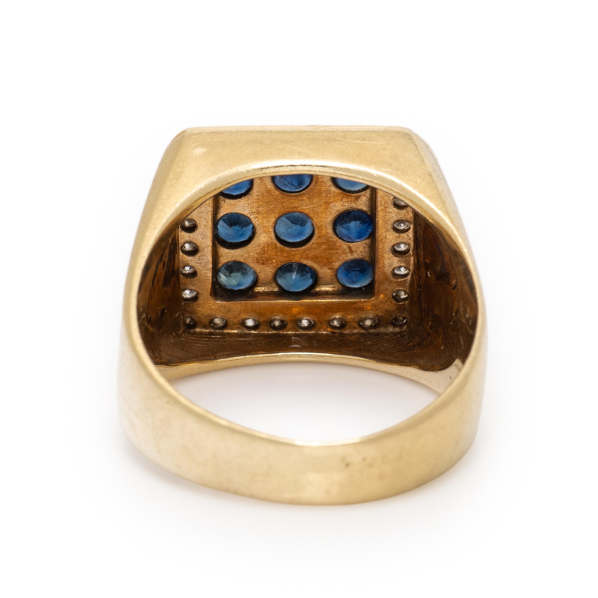 Yellow Gold, Sapphire, and Diamond Ring
