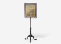 A George III Mahogany Fretwork and Petit-Point Needlework Firescreen