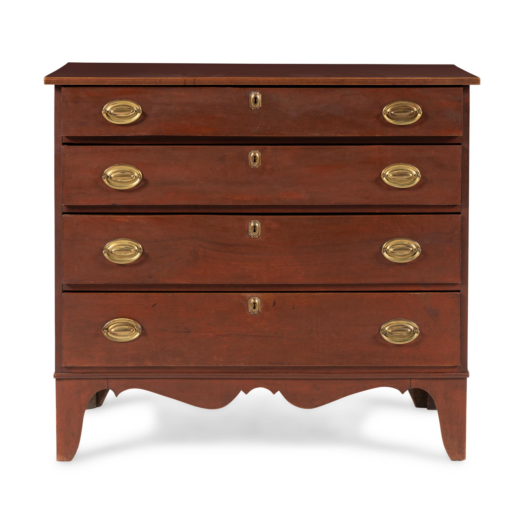 A Federal Stained Red Birch and Cherrywood Chest of Drawers