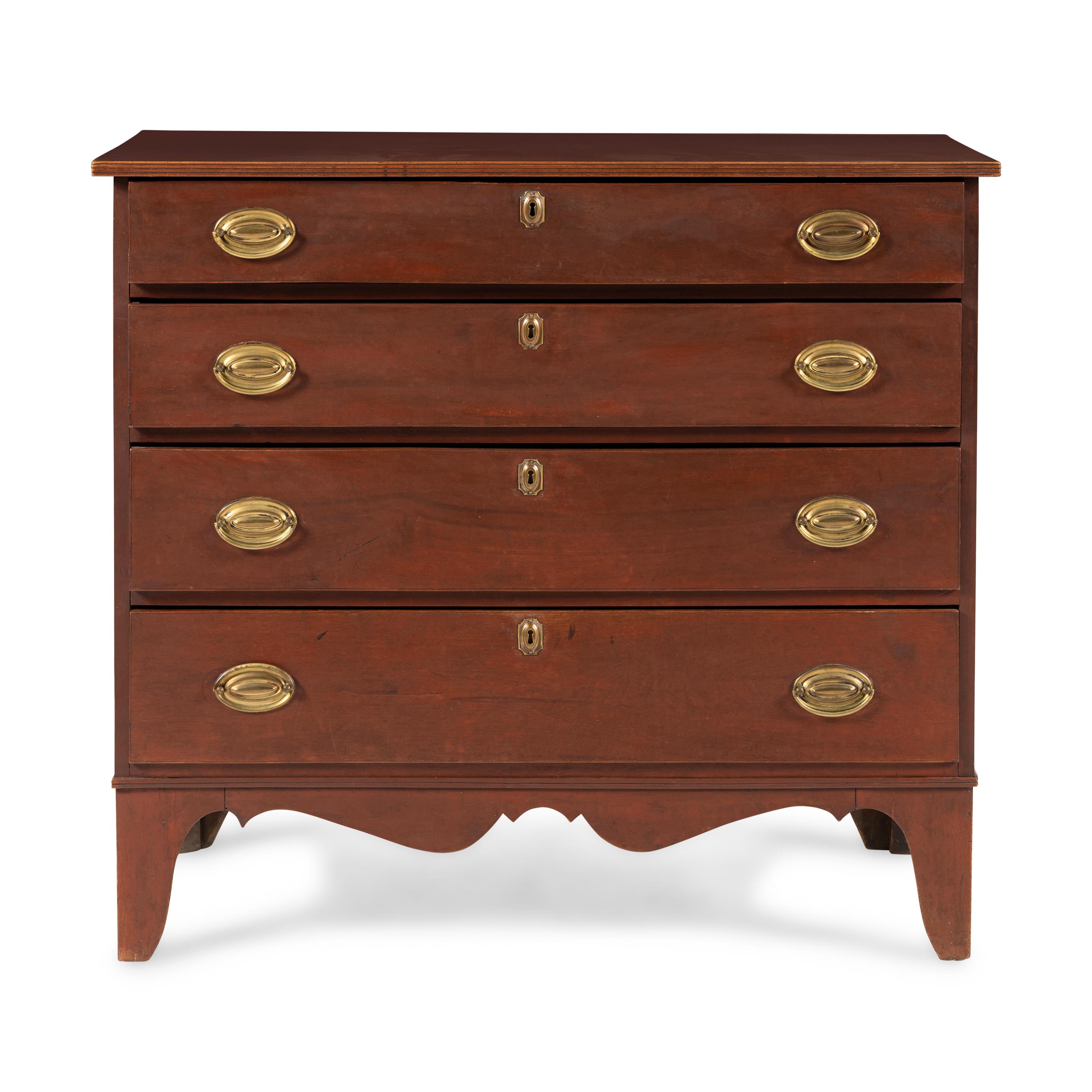 A Federal Stained Red Birch and Cherrywood Chest of Drawers