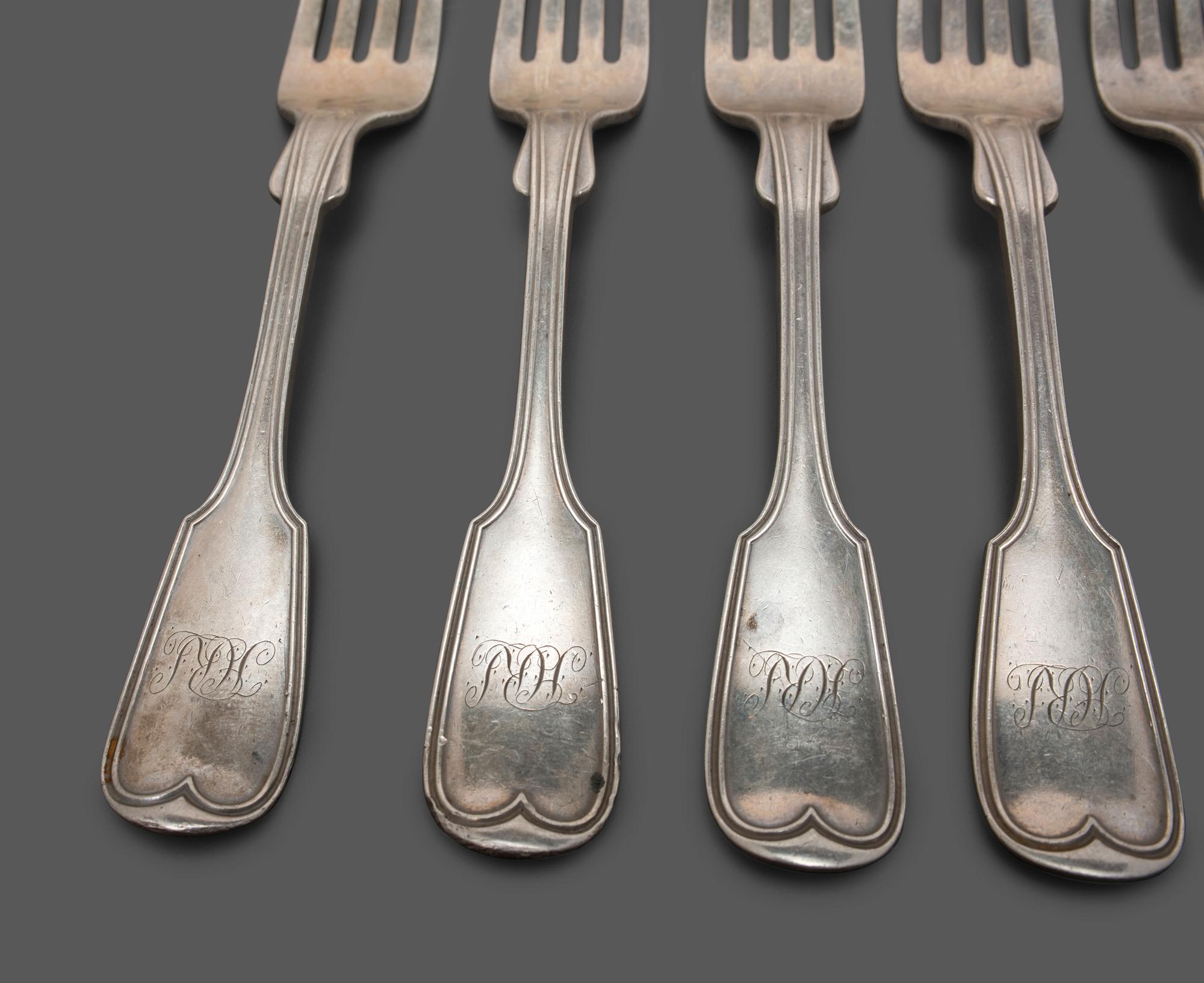 A Collection of Coin Silver Flatware