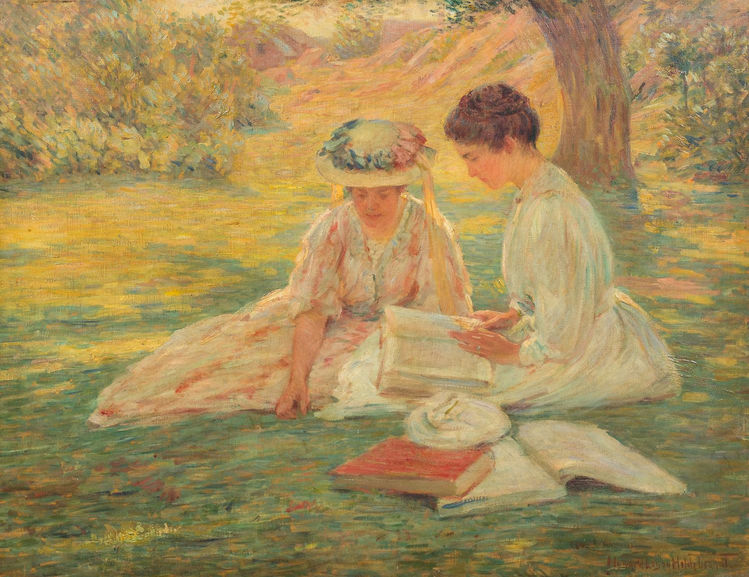 Howard Logan Hildebrandt, (American, 1872-1958), Two Women Reading