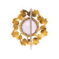 ANTIQUE, YELLOW GOLD, AMETHYST AND SEED PEARL BROOCH