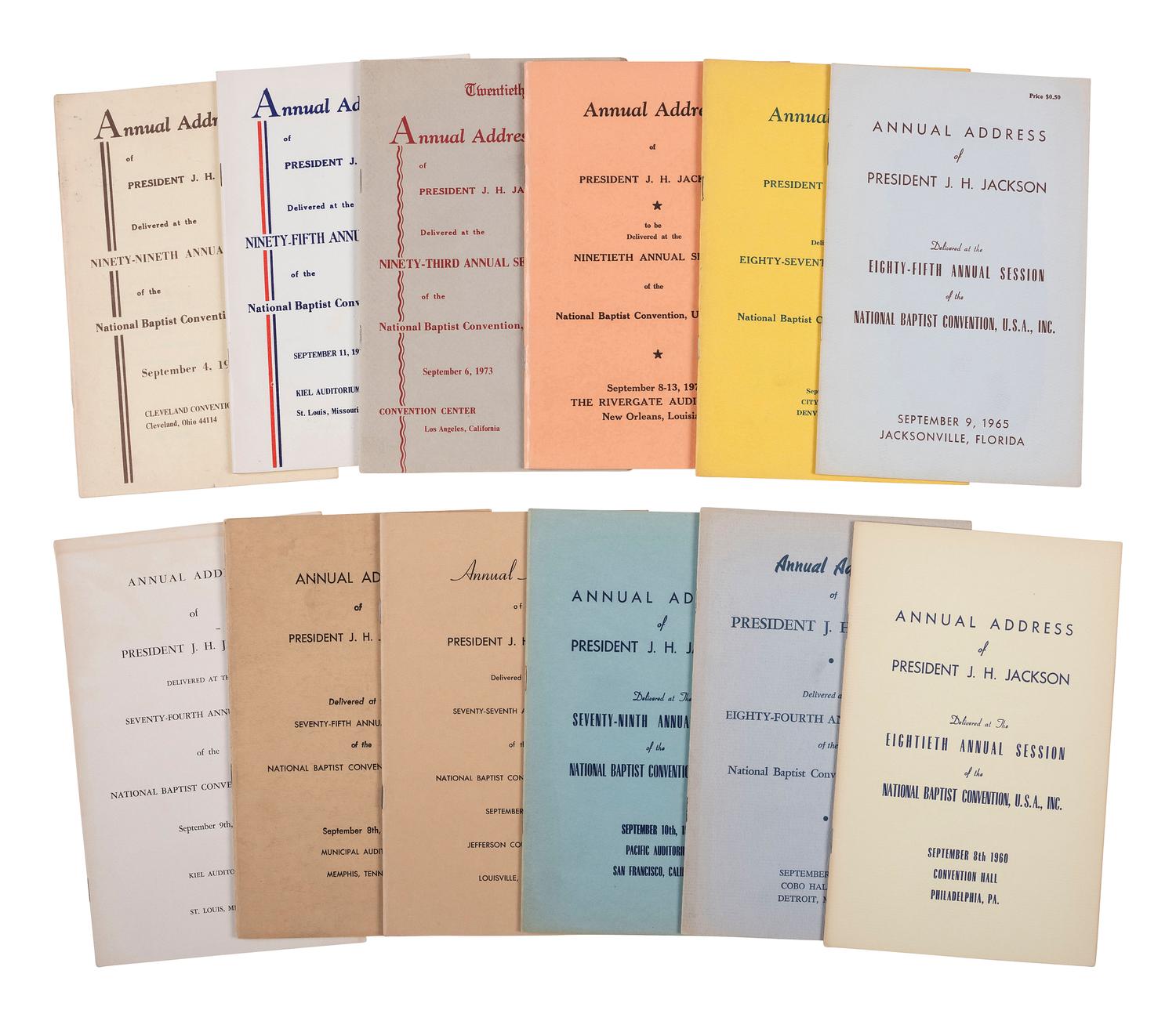 [CIVIL RIGHTS]. Annual Addresses of Pres. J.H. Jackson, National Baptist Convention, 1954-1979.