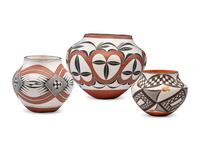 Acoma and Laguna Polychrome Pottery Jars