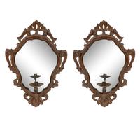 A Pair of Italian Rococo Style Painted Girandole Mirrors