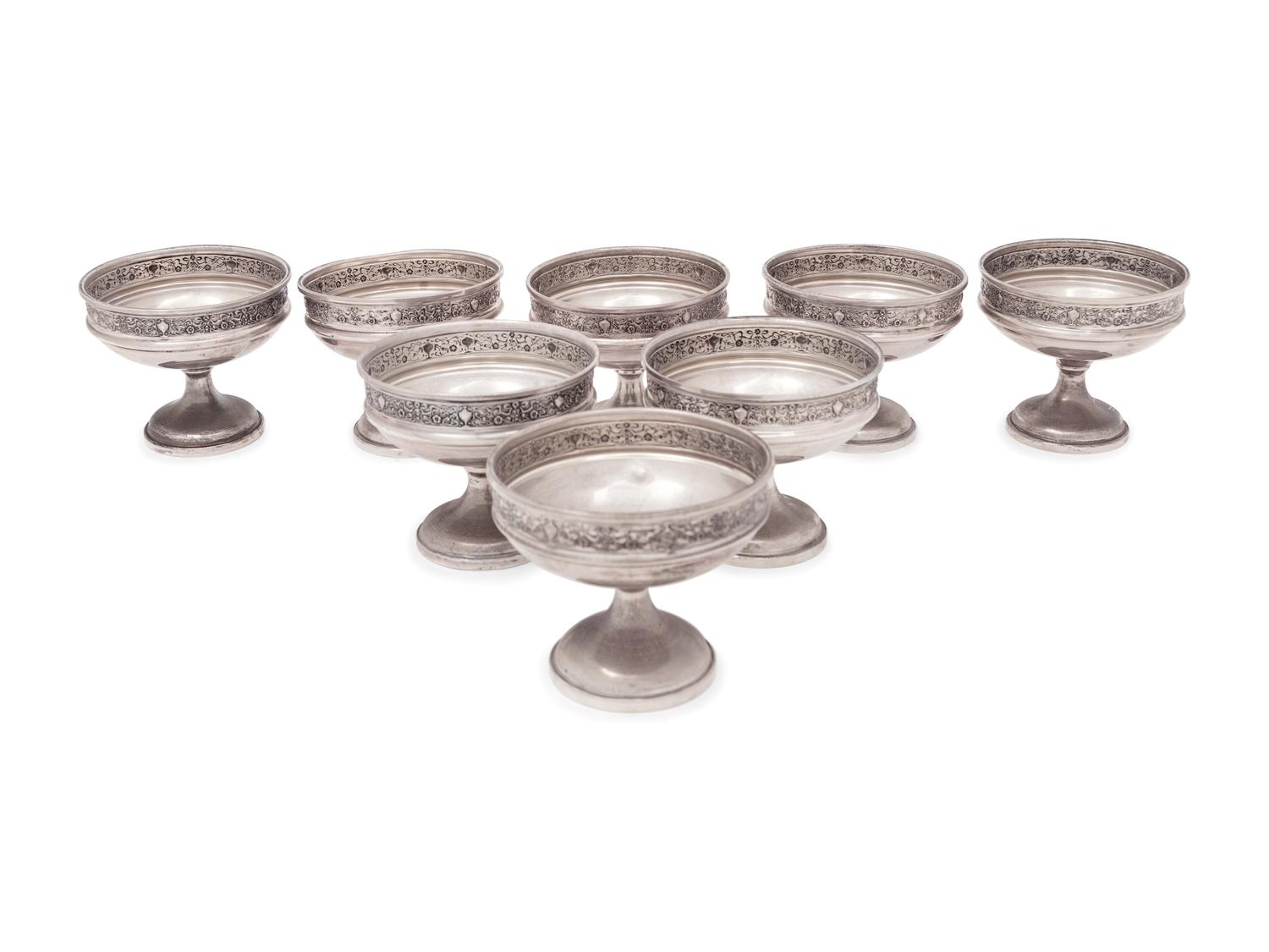 A Set of Eight Silver Sorbet Dishes