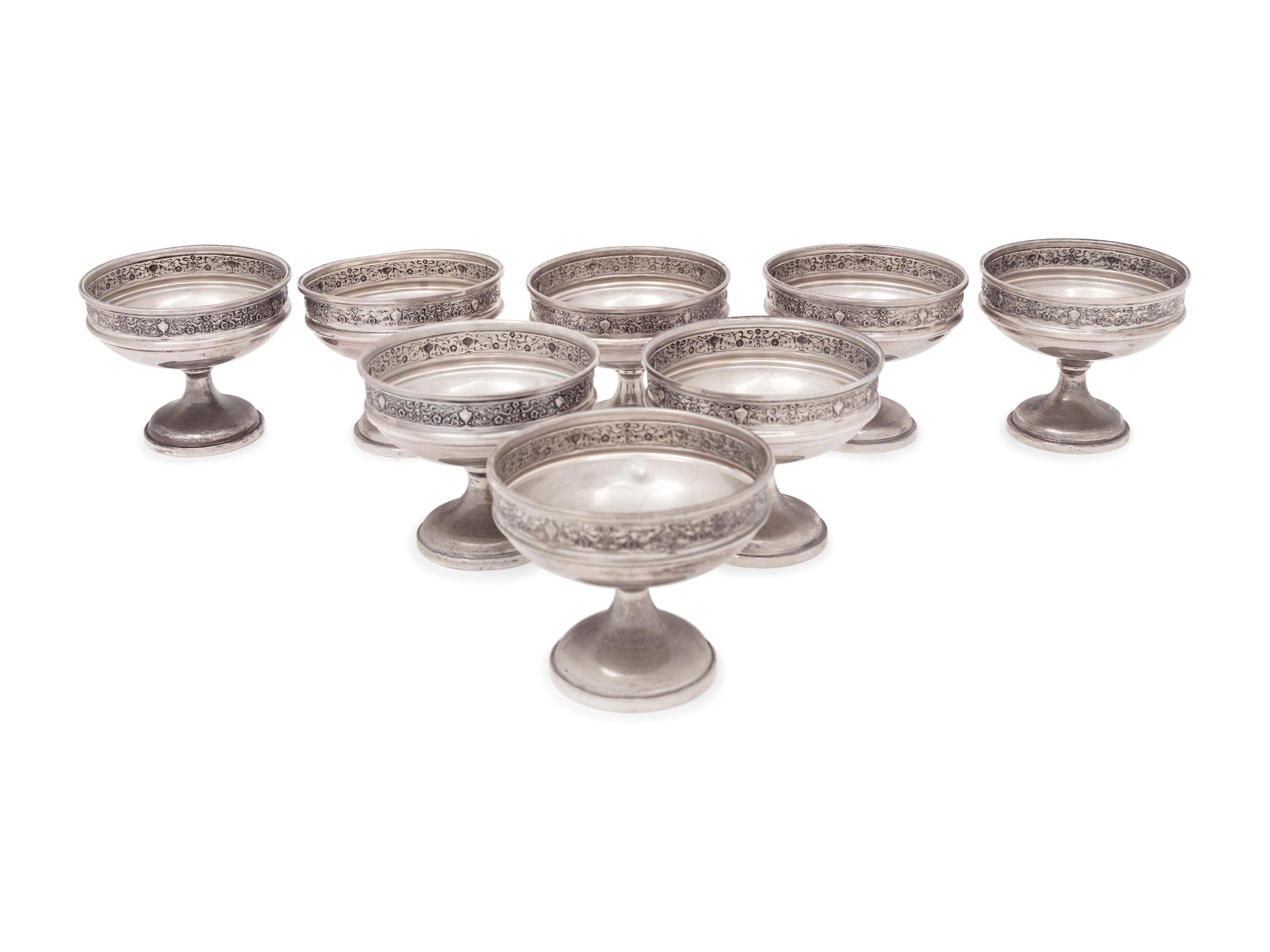 A Set of Eight Silver Sorbet Dishes
