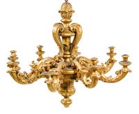 An Italian Giltwood Eight-Light Chandelier Width 43 inches. — 18TH CENTURY