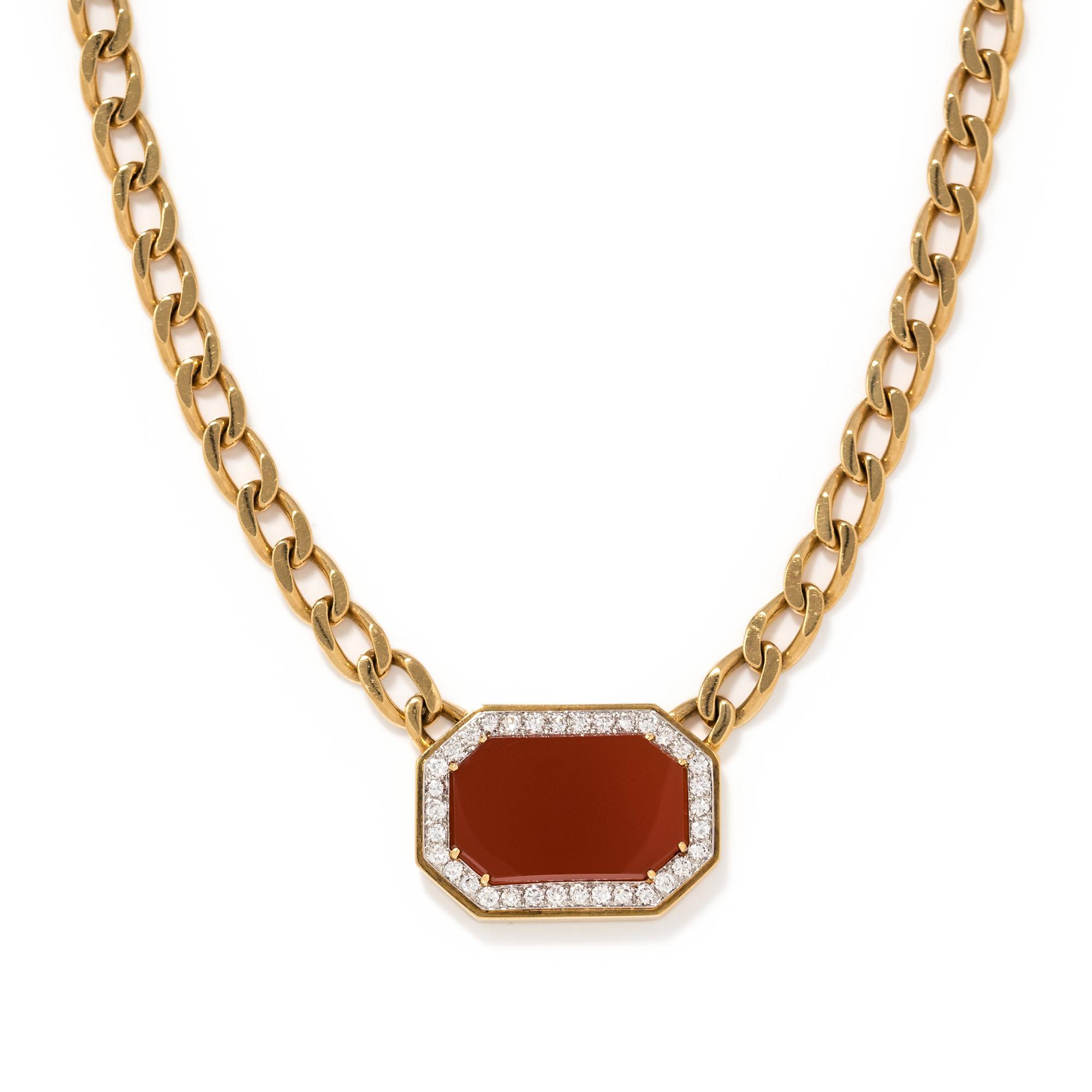 DAVID WEBB, CARNELIAN AND DIAMOND NECKLACE
