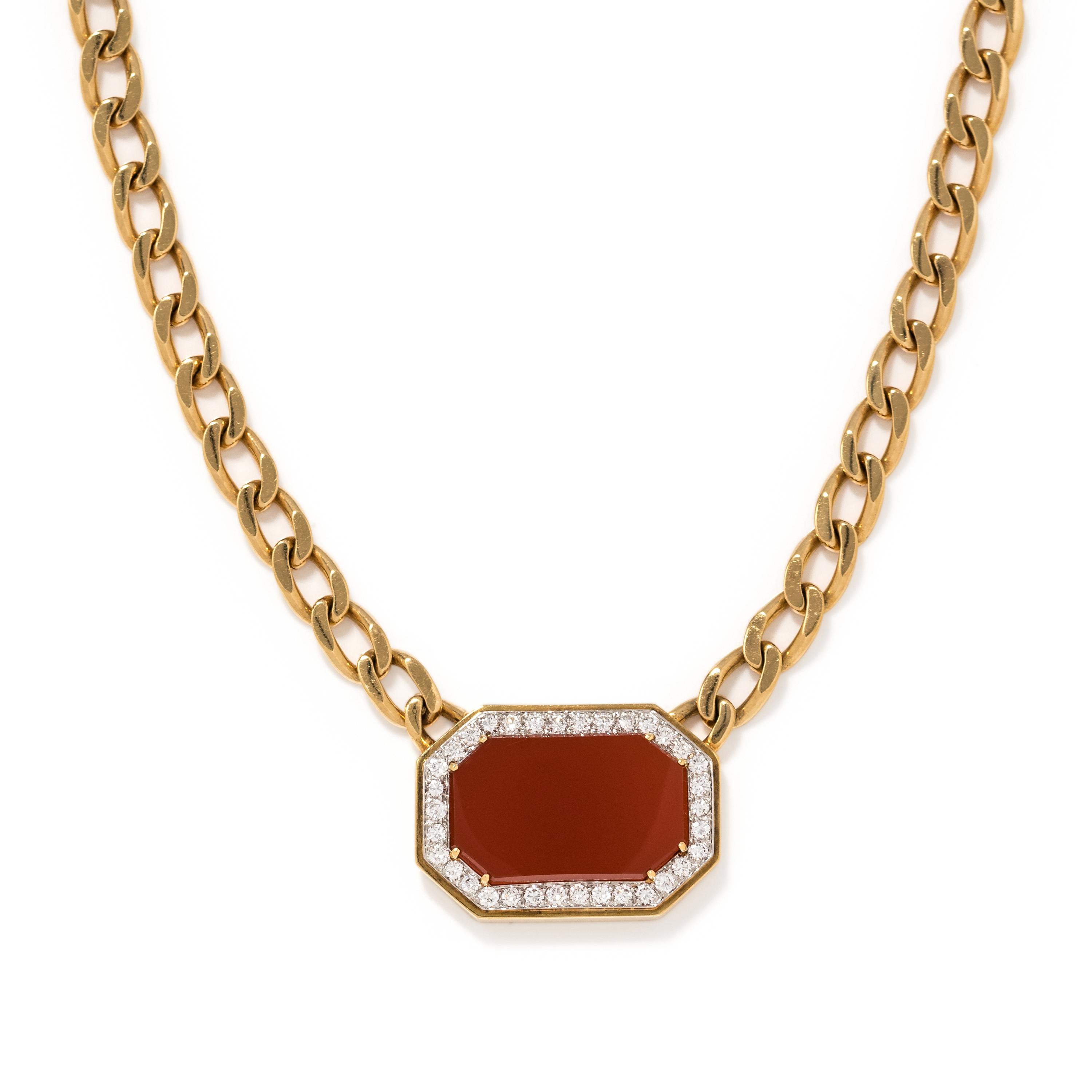 DAVID WEBB, CARNELIAN AND DIAMOND NECKLACE