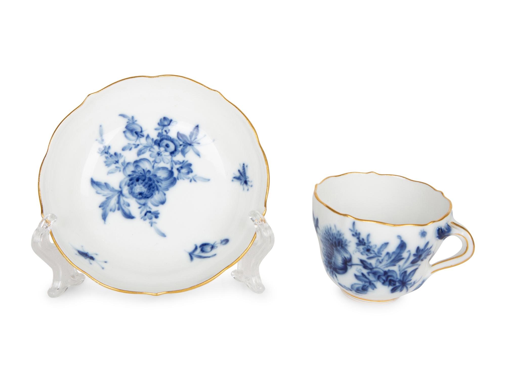 Eleven Meissen Porcelain Teacups and Saucers — PRIMARILY 20TH CENTURY