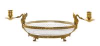 An Empire Style Gilt Bronze and Cut Glass Centerpiece, Width overall 17 1/2 inches.