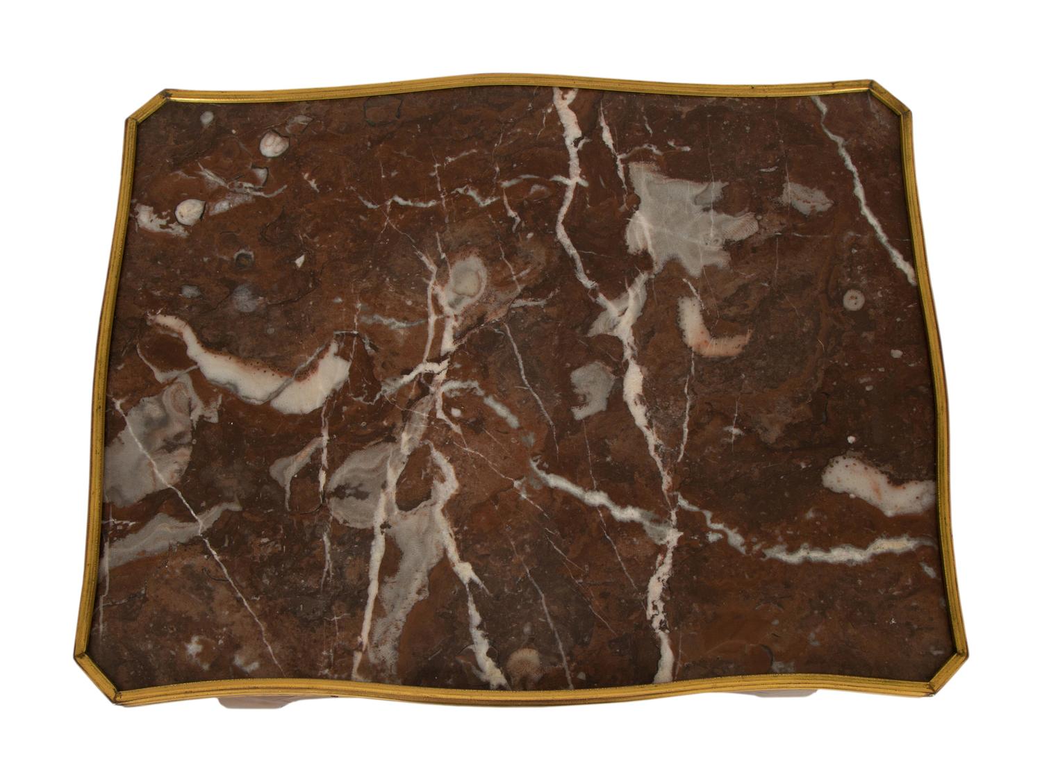 A Louis XV Style Marble Top Gilt Metal Mounted Side Table