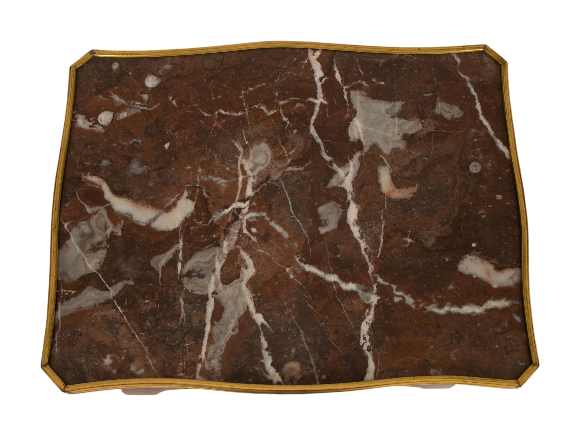A Louis XV Style Marble Top Gilt Metal Mounted Side Table