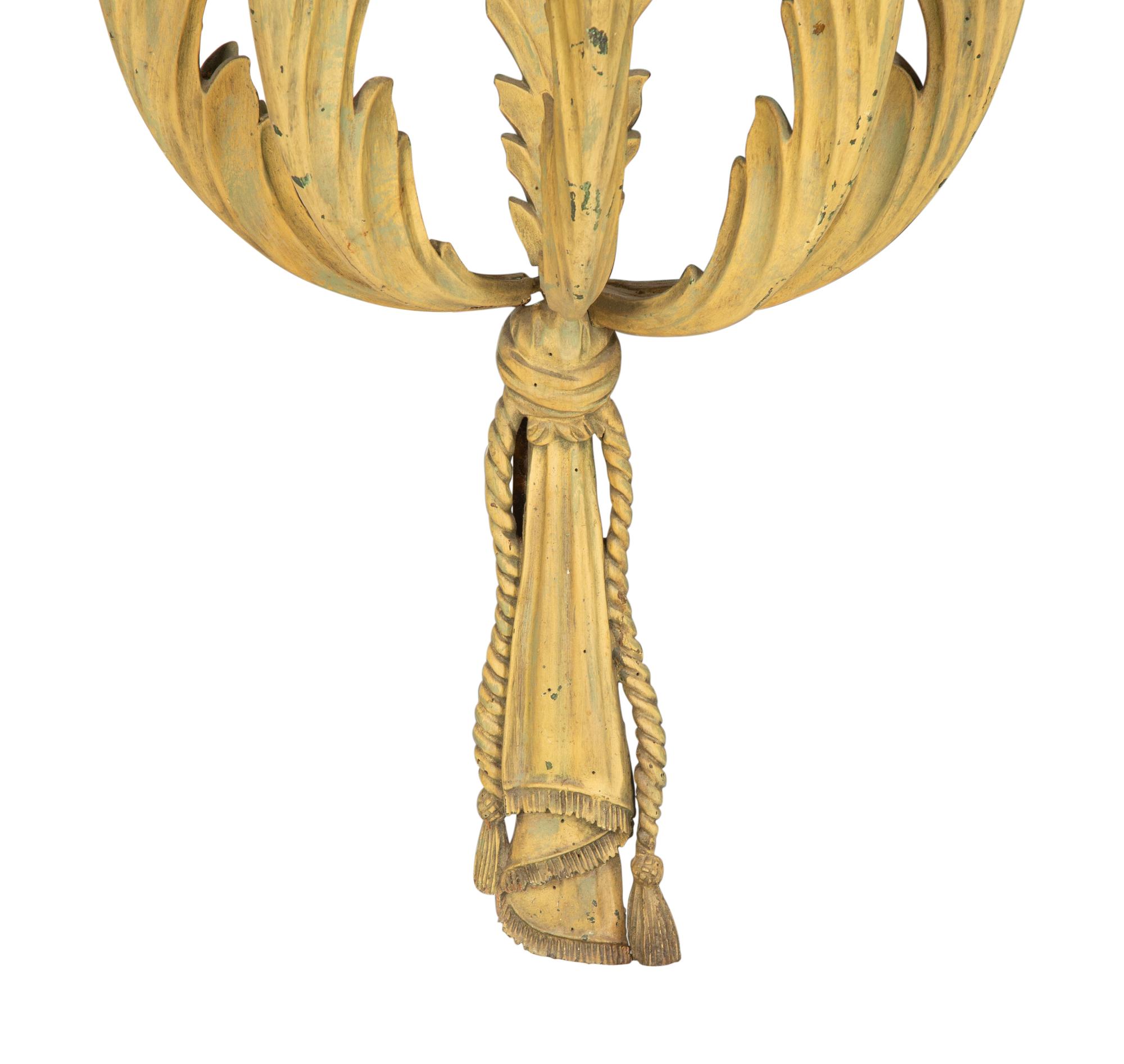 A Pair of Carved and Painted Palm Tree-Form Console Tables