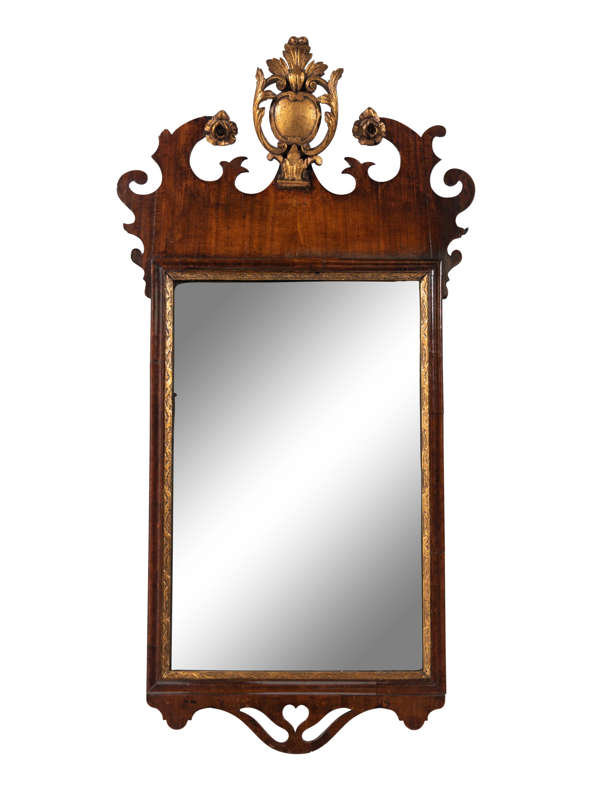 A George III Mahogany and Parcel Gilt Mirror