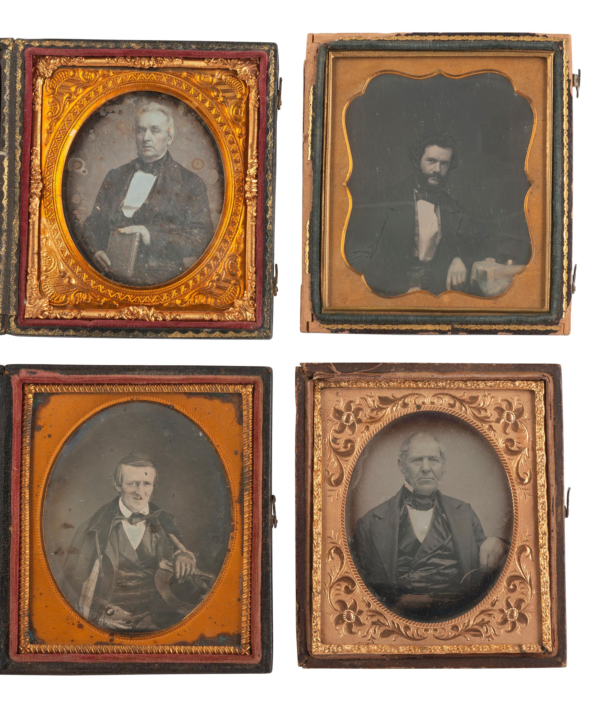 [EARLY PHOTOGRAPHY]. 11 daguerreotypes of men, some with objects, incl. example by MEADE BROS., NY.