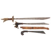 Lot of 3 Malayan Swords Including: Campilan and Klewangs