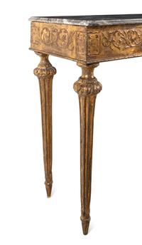 A North Italian Giltwood Marble-Top Console Table