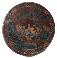 A Pair of Chinese Brown Ground Polychrome Painted Flower Stands