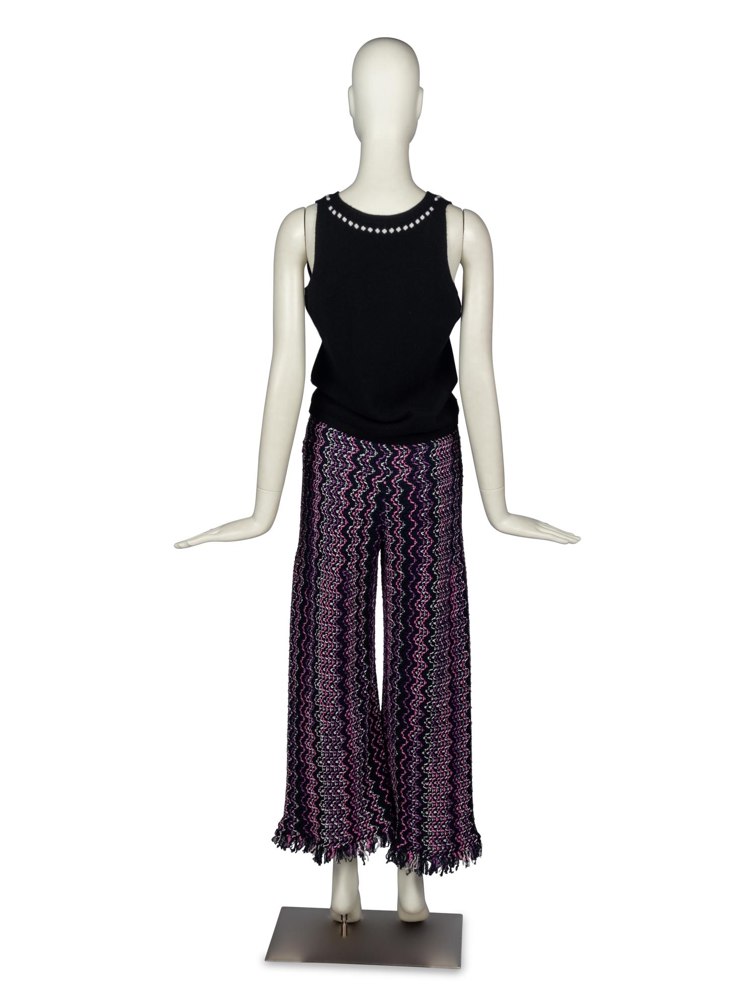 Chanel Sleeveless Top & Fringed Knit Pants