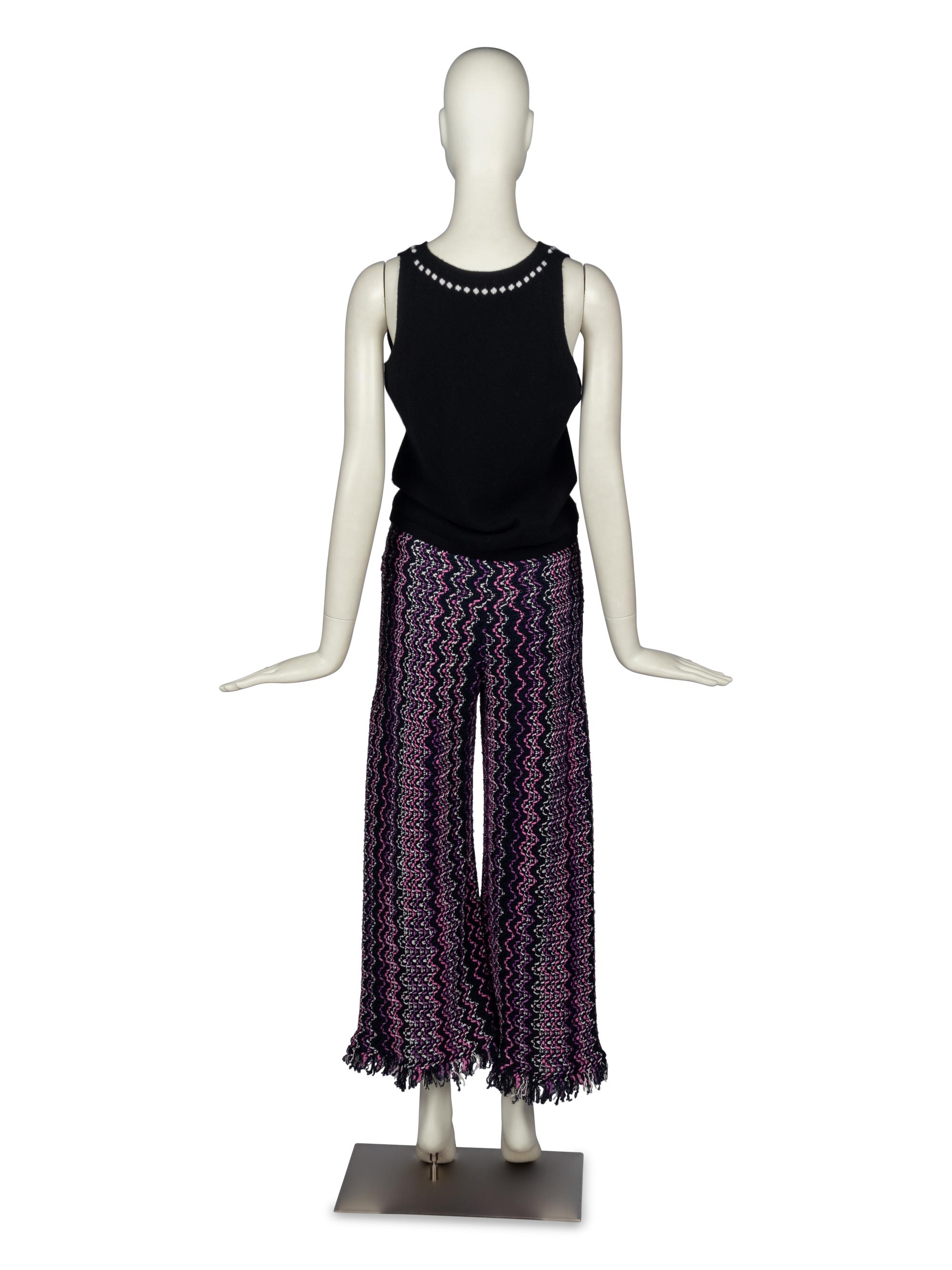 Chanel Sleeveless Top & Fringed Knit Pants