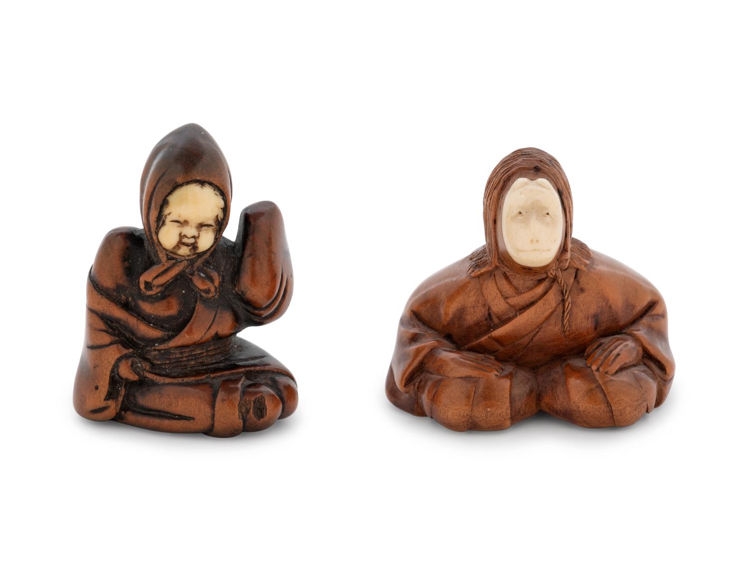 Two Boxwood Figural-Form Netsukes