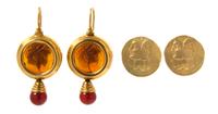 A Collection of Yellow Gold Earrings, 15.30 dwts.