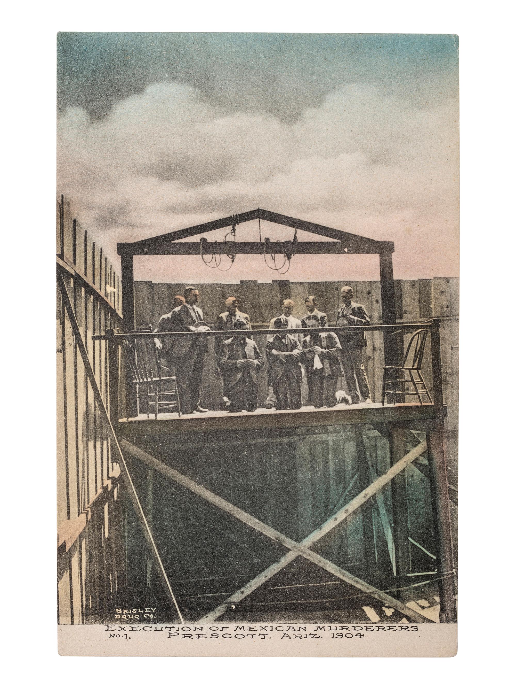 [OUTLAWS]. Postcard of Prescott, Arizona, execution. 1904.