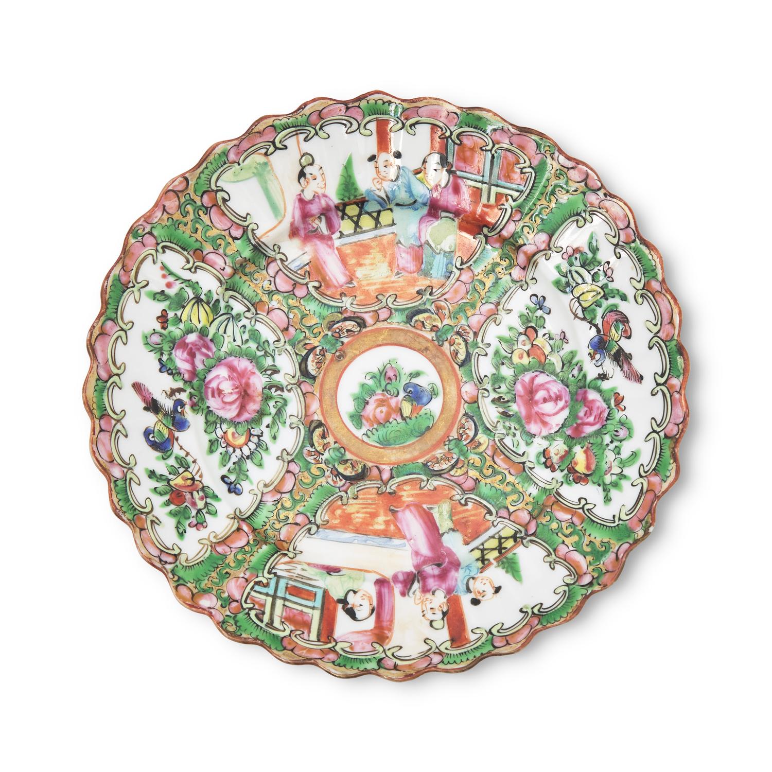 An Assorted Group of Chinese Export Porcelain Rose Medallion and Rose Mandarin Tablewares