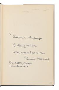 MALAMUD, Bernard (1914-1986). The Natural . New York: Harcourt, Brace and Company, 1952.