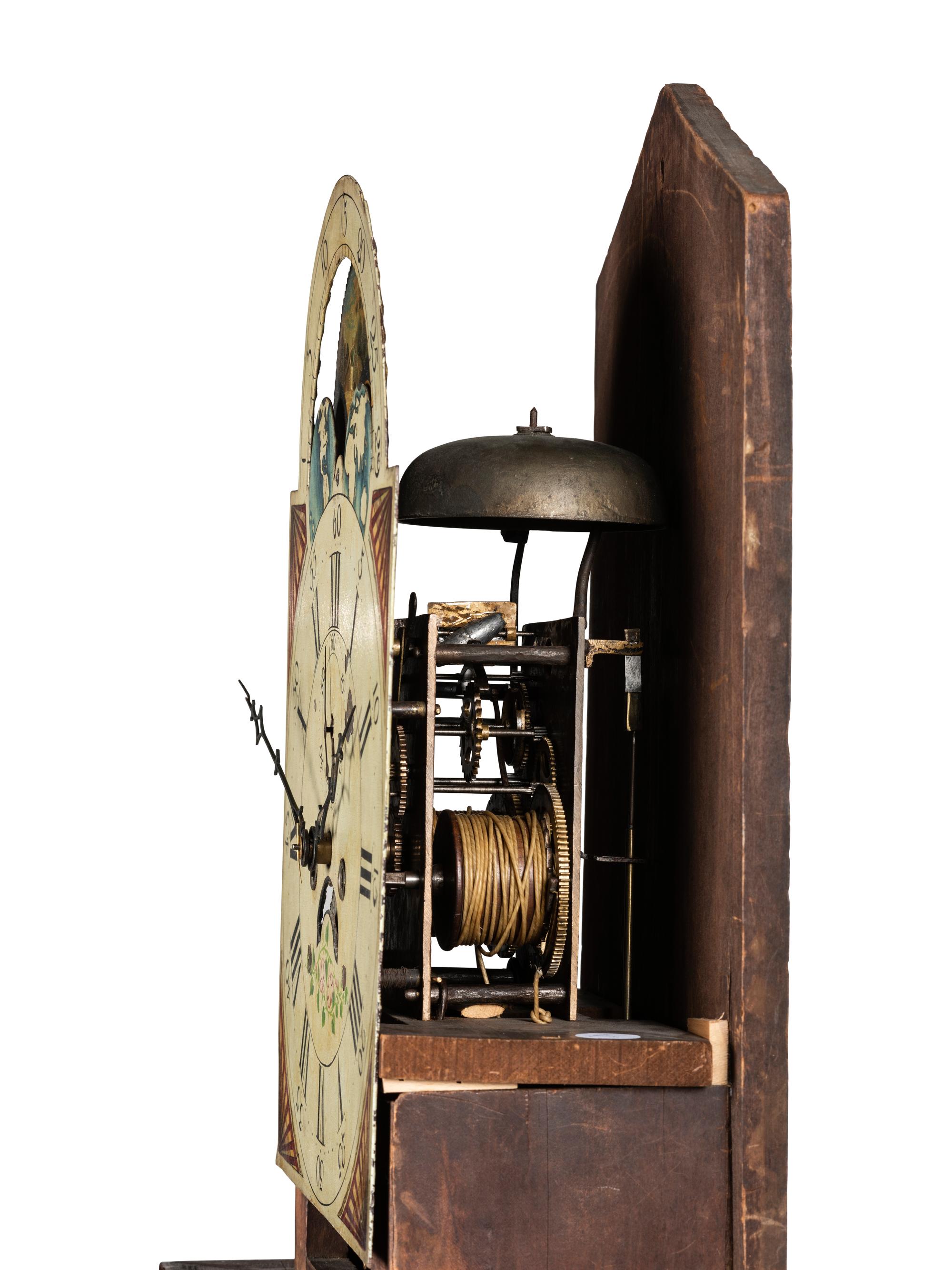 A Federal Carved Cherrywood Tall Case Clock