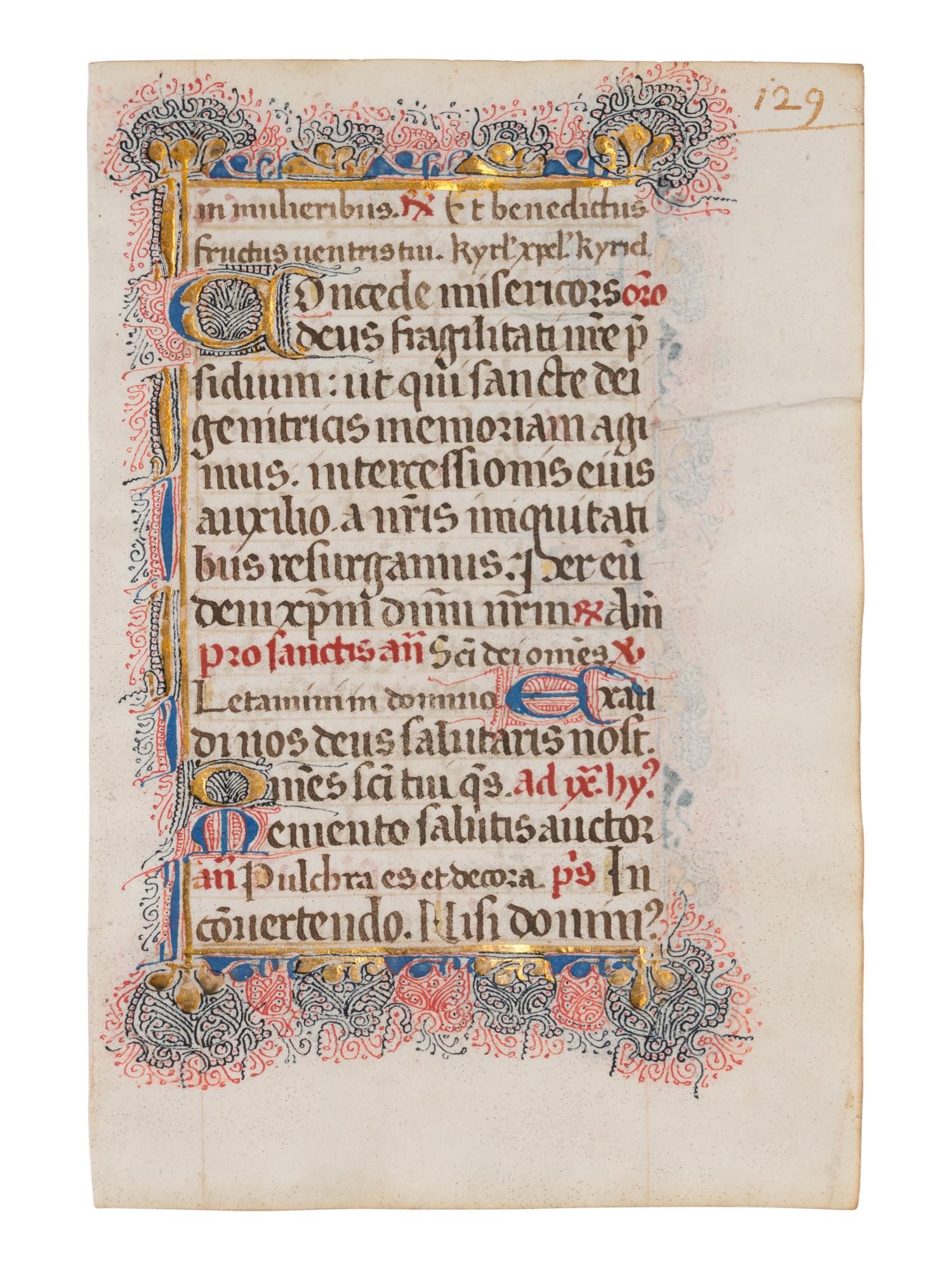 ANONYMOUS SOUTHERN FRENCH ILLUMINATOR A leaf from the “Cochon Hours,” in Latin, illuminated manuscript on parchment [France, Avignon, c. 1460-1470]
