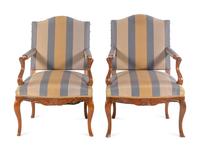 A Pair of Louis XV Walnut Armchairs