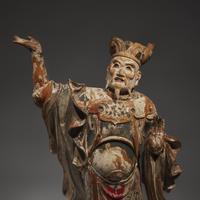 A Pair of Japanese Carved and Painted Wood Figures of Heavenly Dignitaries, Edo Period