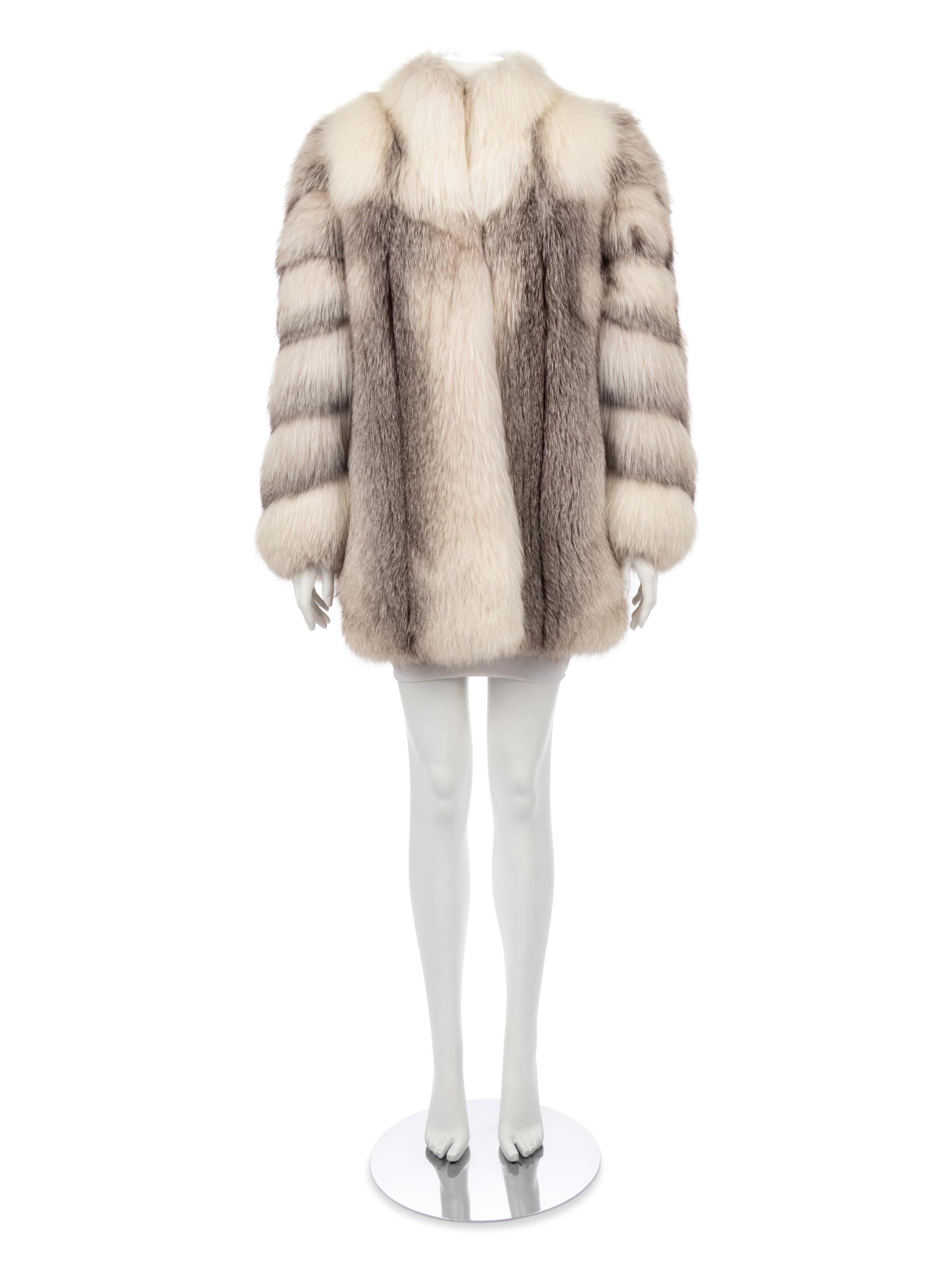 Yves Saint Laurent Gray Fox Coat, 1980s