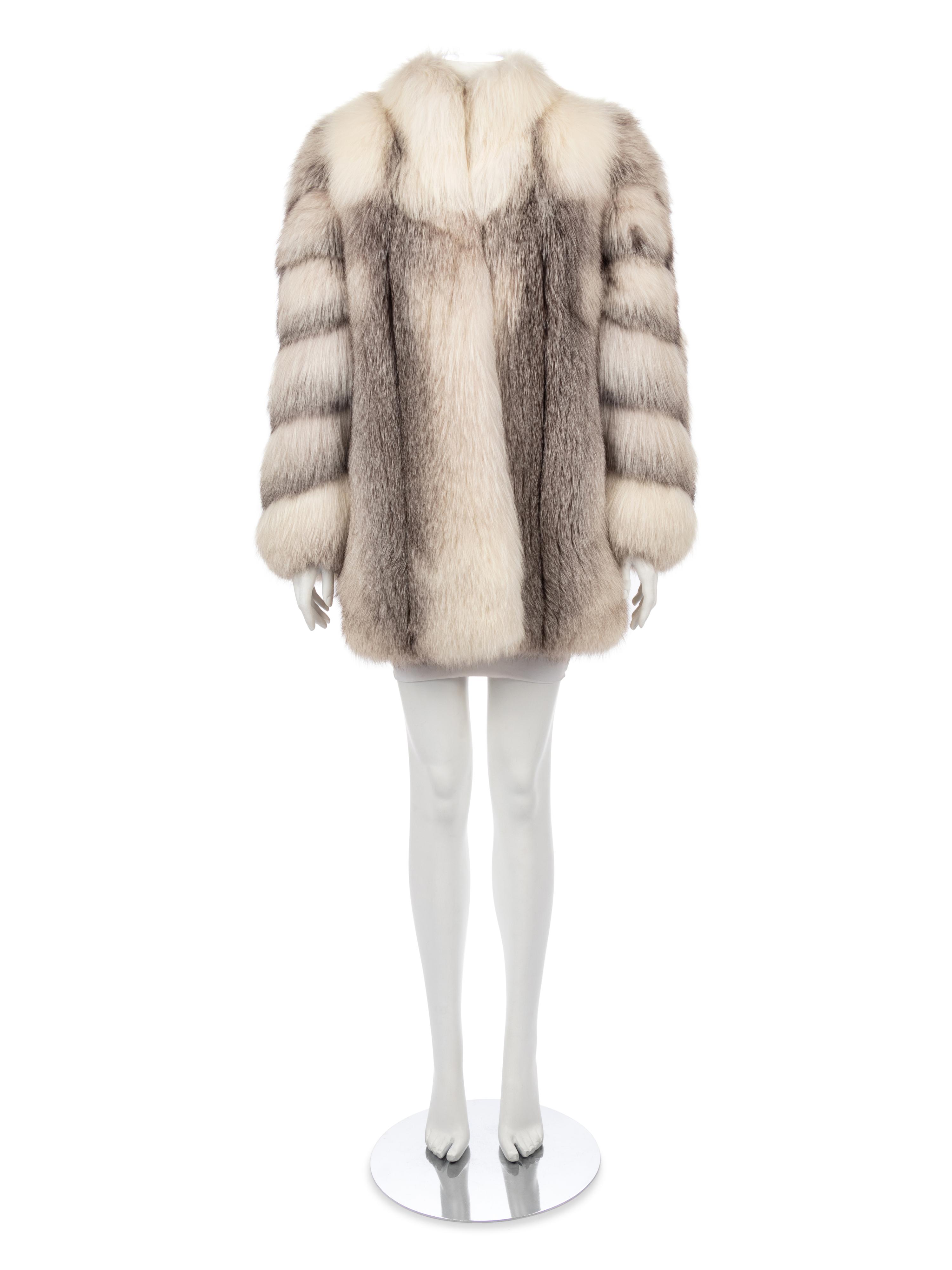 Yves Saint Laurent Gray Fox Coat, 1980s